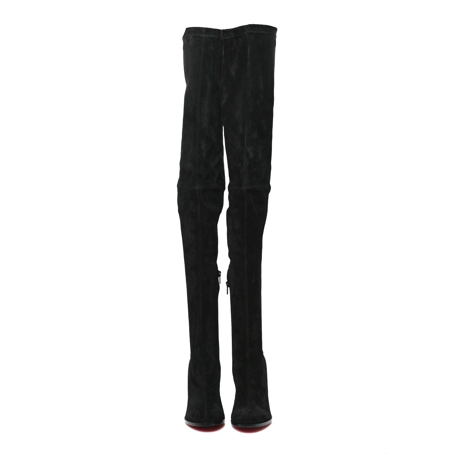 Christian Louboutin Veau Velours Verusch 100 Over The Knee Boots 38.5 Black 2 of 7