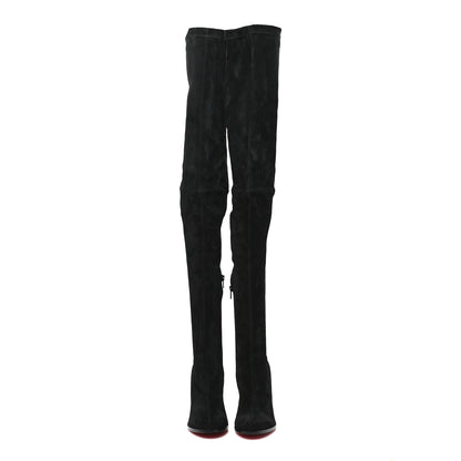Christian Louboutin Veau Velours Verusch 100 Over The Knee Boots 38.5 Black 2 of 7