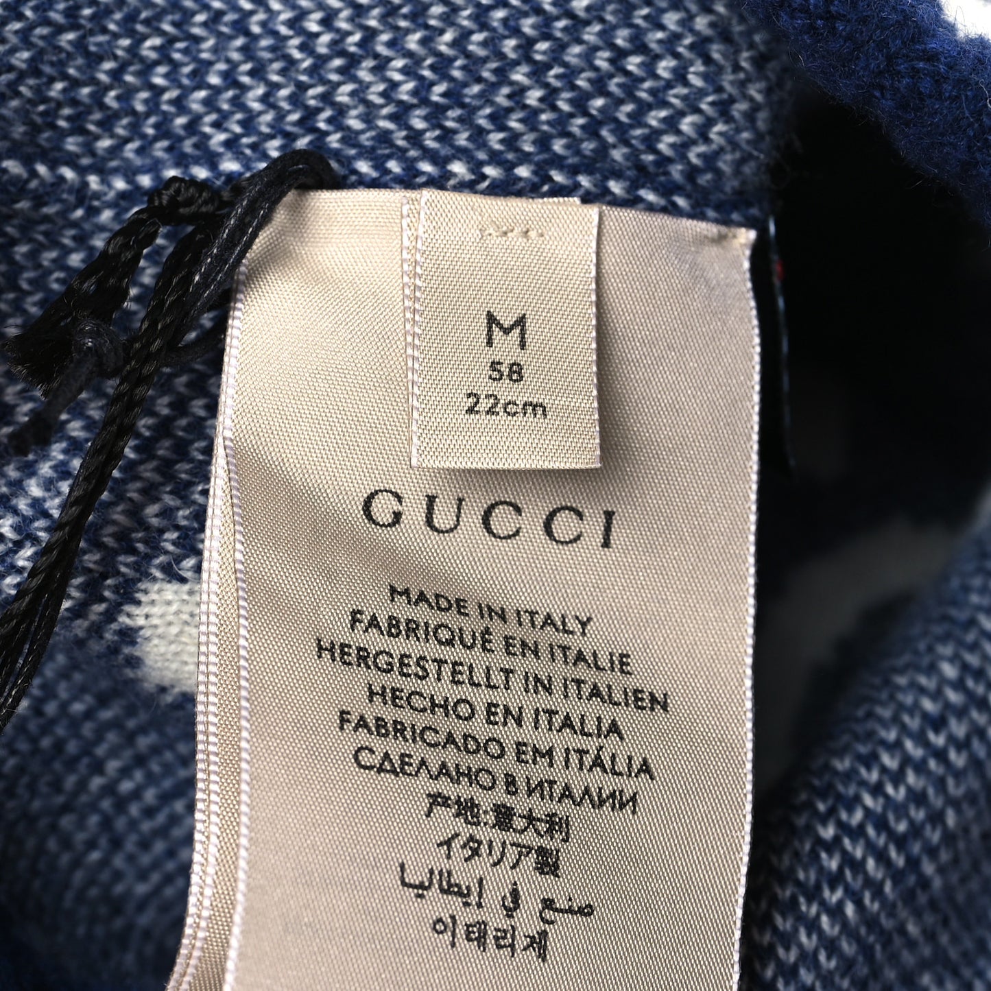 Cashmere Jacquard Monogram Jumbo GG Canvy Hat Beanie Hat M Blue Ivory