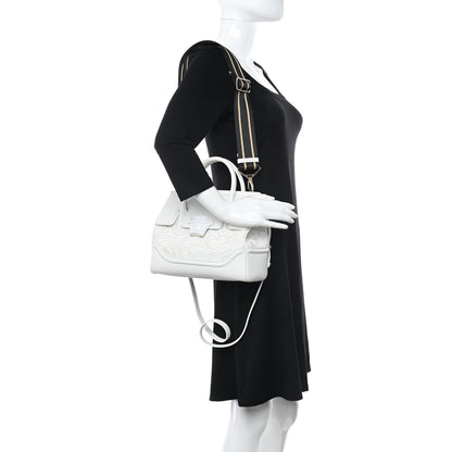 Versace Calfskin Embroidered Medium Baroque Palazzo Empire Bag White 2 of 10