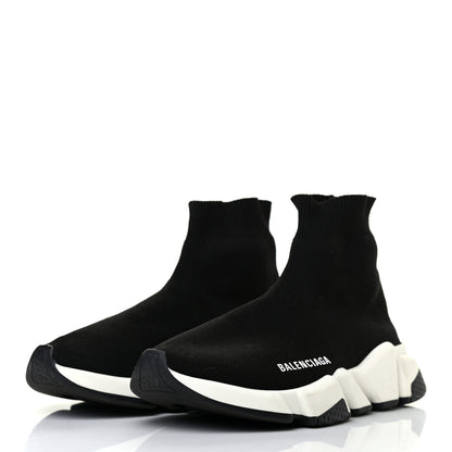 Balenciaga Neoprene Knit Womens Speed Sneakers 38 Black White 3 of 7