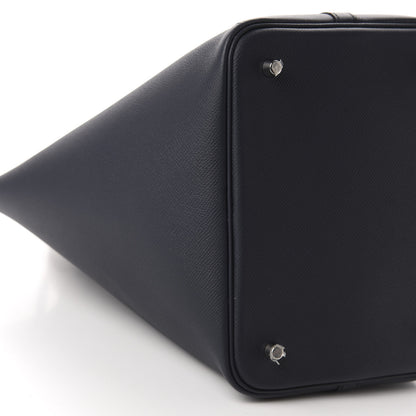 Hermes Epsom Tressage De Cuir Picotin Lock 22 MM Bleu Indigo Black Terre Battue 6 of 11