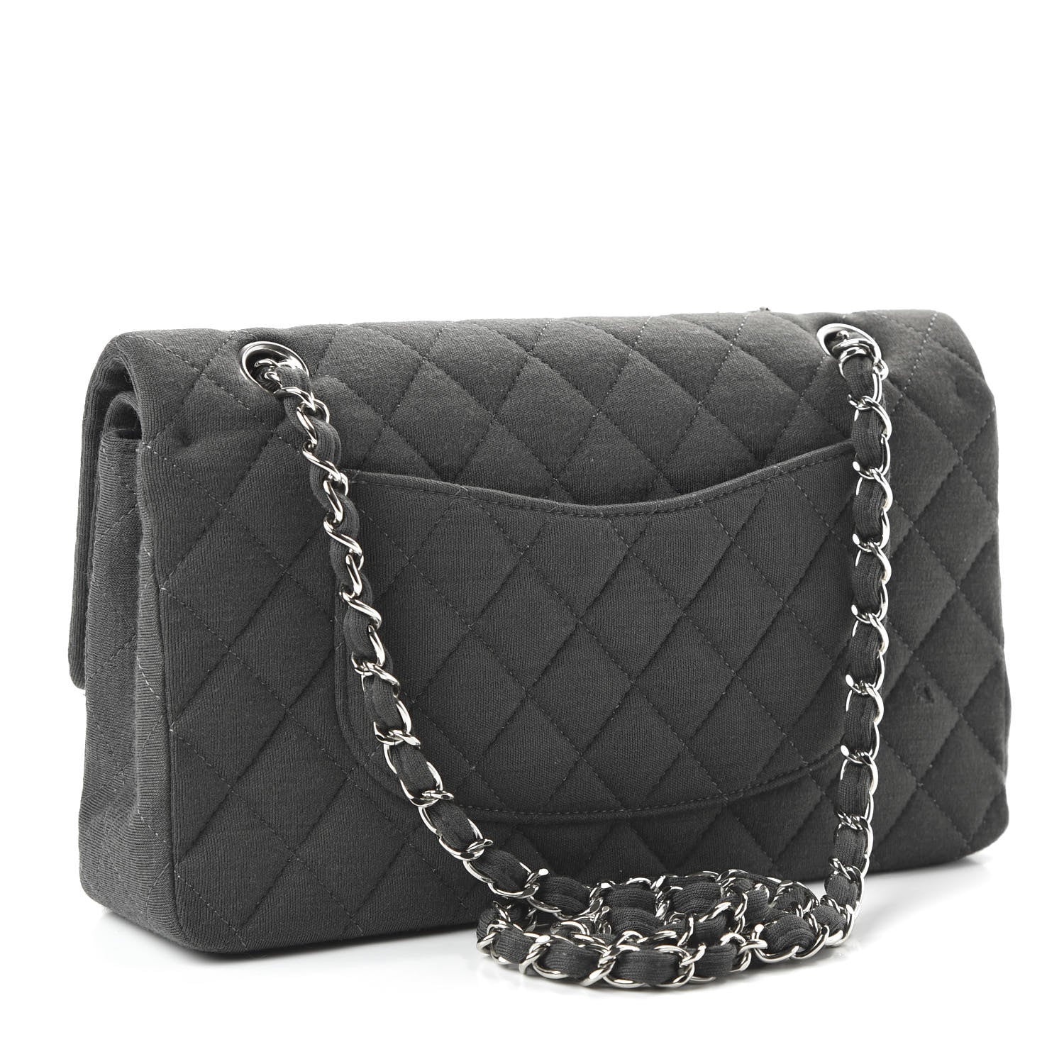Chanel Jersey Quilted Medium Double Flap Grey 3 of 11