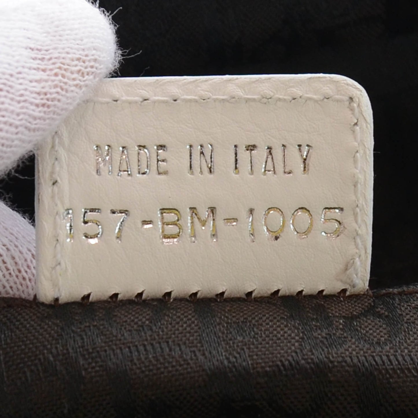 CHRISTIAN DIOR Leather Charm Fermoir Satchel White