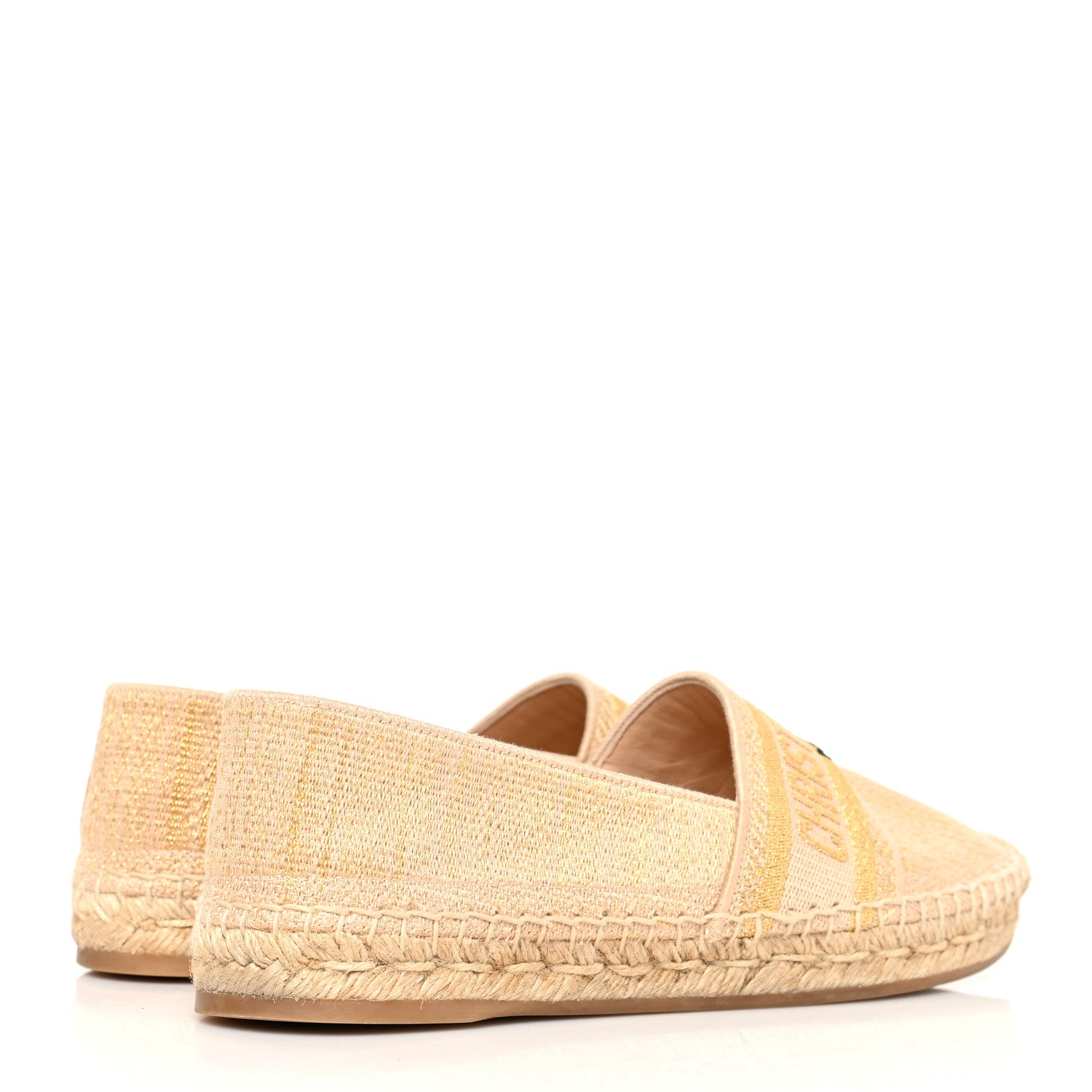 Christian Dior Cotton Embroidered Print Granville Espadrille 38.5 Gold 4 of 8