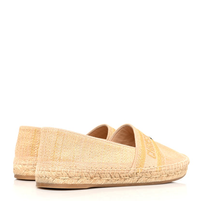 Christian Dior Cotton Embroidered Print Granville Espadrille 38.5 Gold 4 of 8