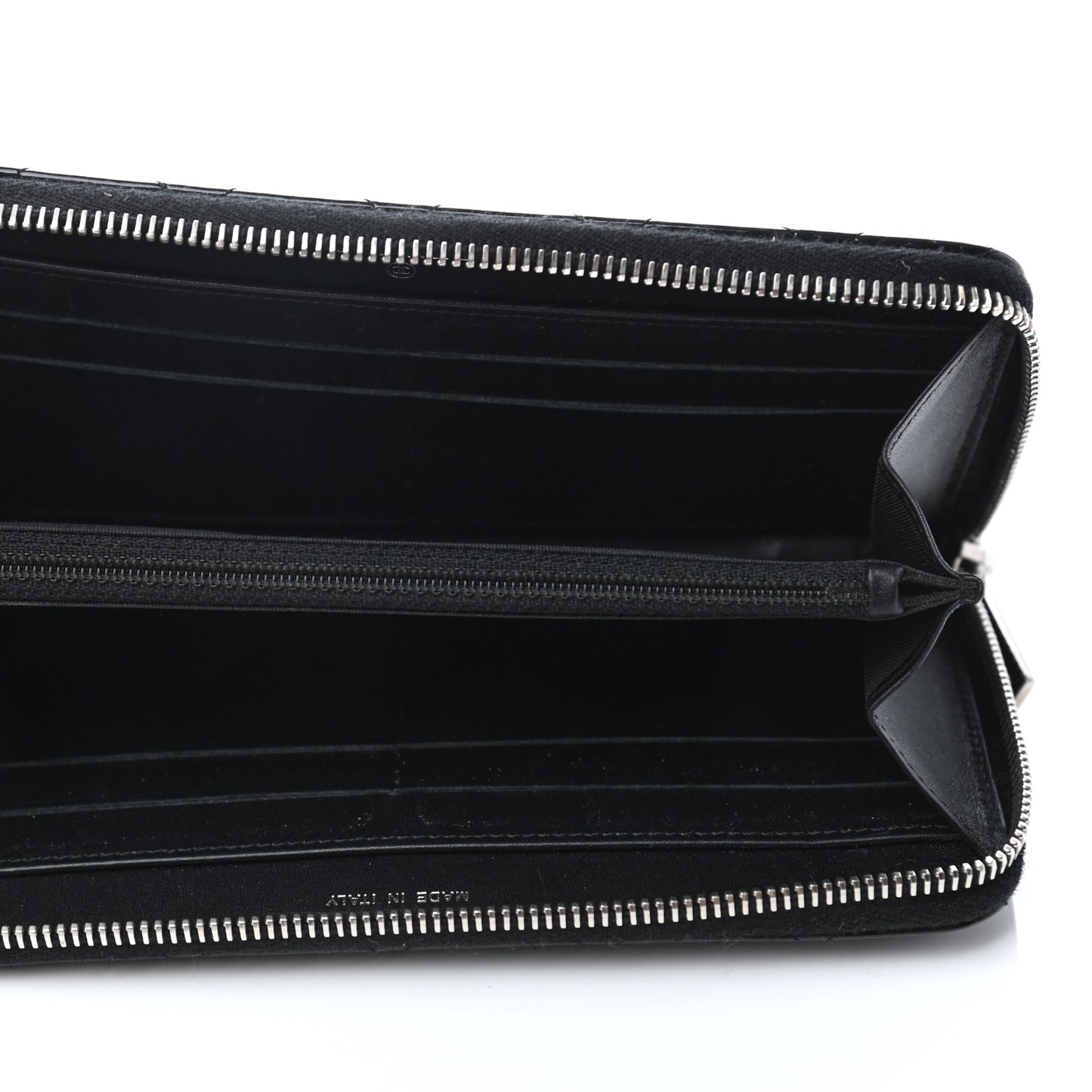 Patent Quilted Brilliant Zip Around Wallet Black