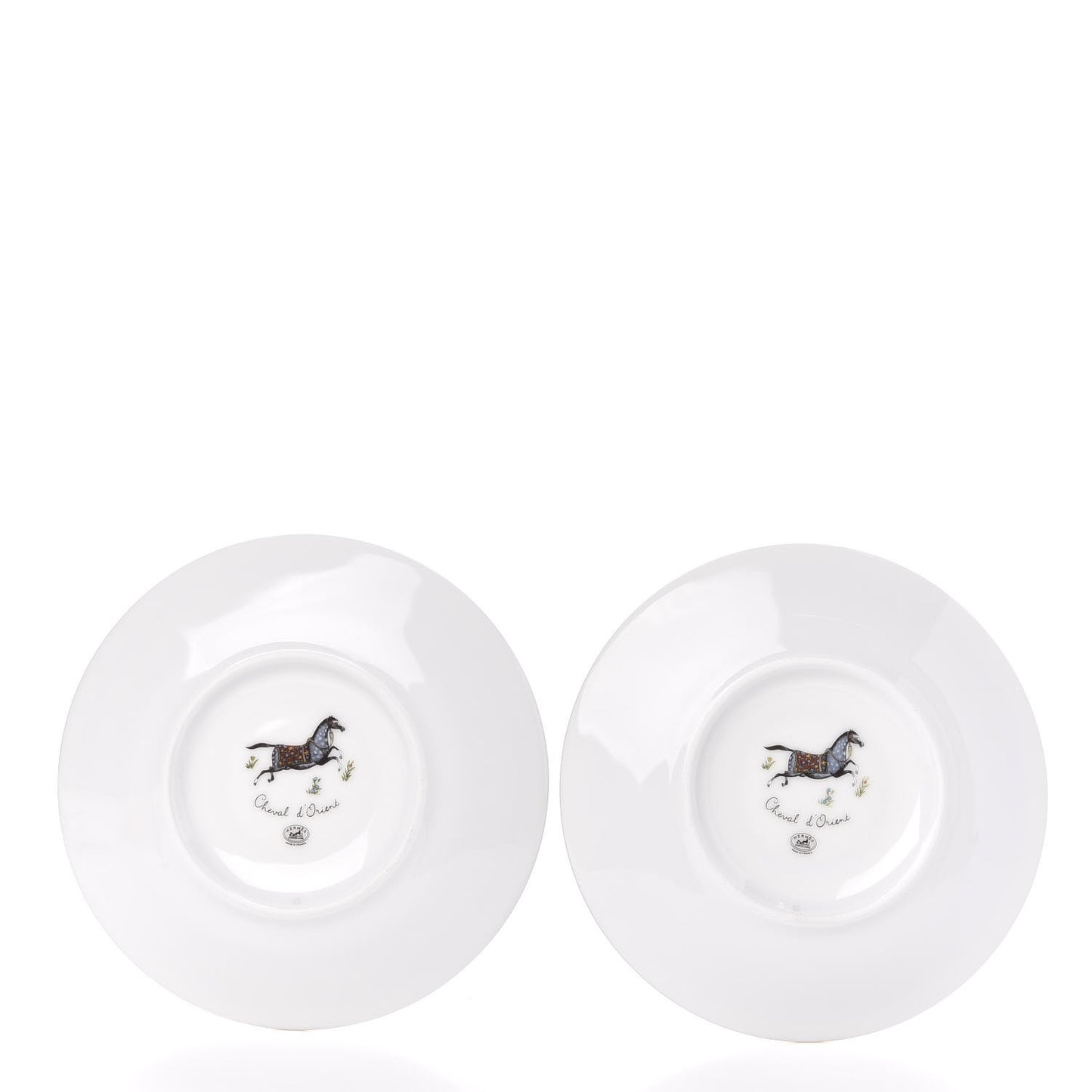 Porcelain Cheval d'Orient Tea Cup and Saucer Set of 2