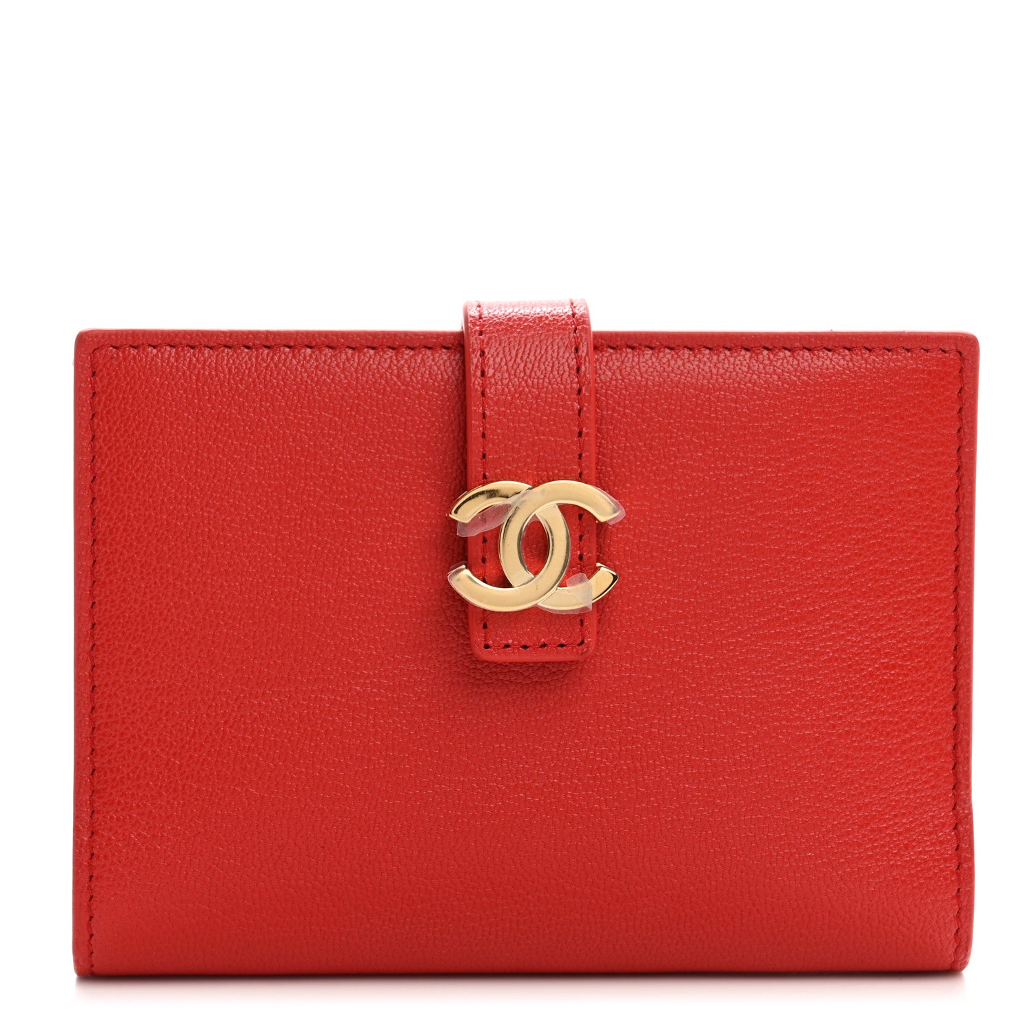 Chanel Grained Calfskin Passport Holder Wallet Red 1 of 8