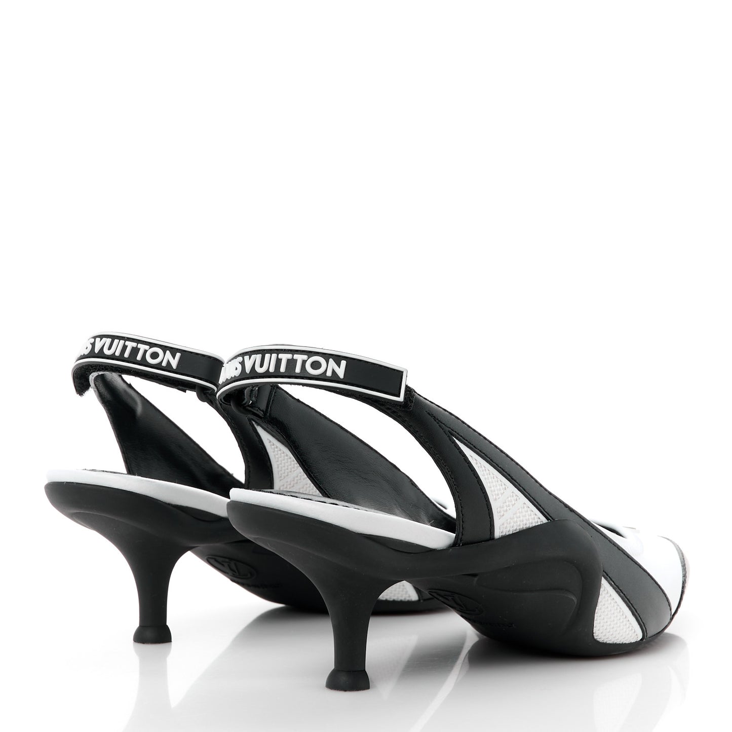 Calfskin Archlight Slingback Pumps 37 Black White