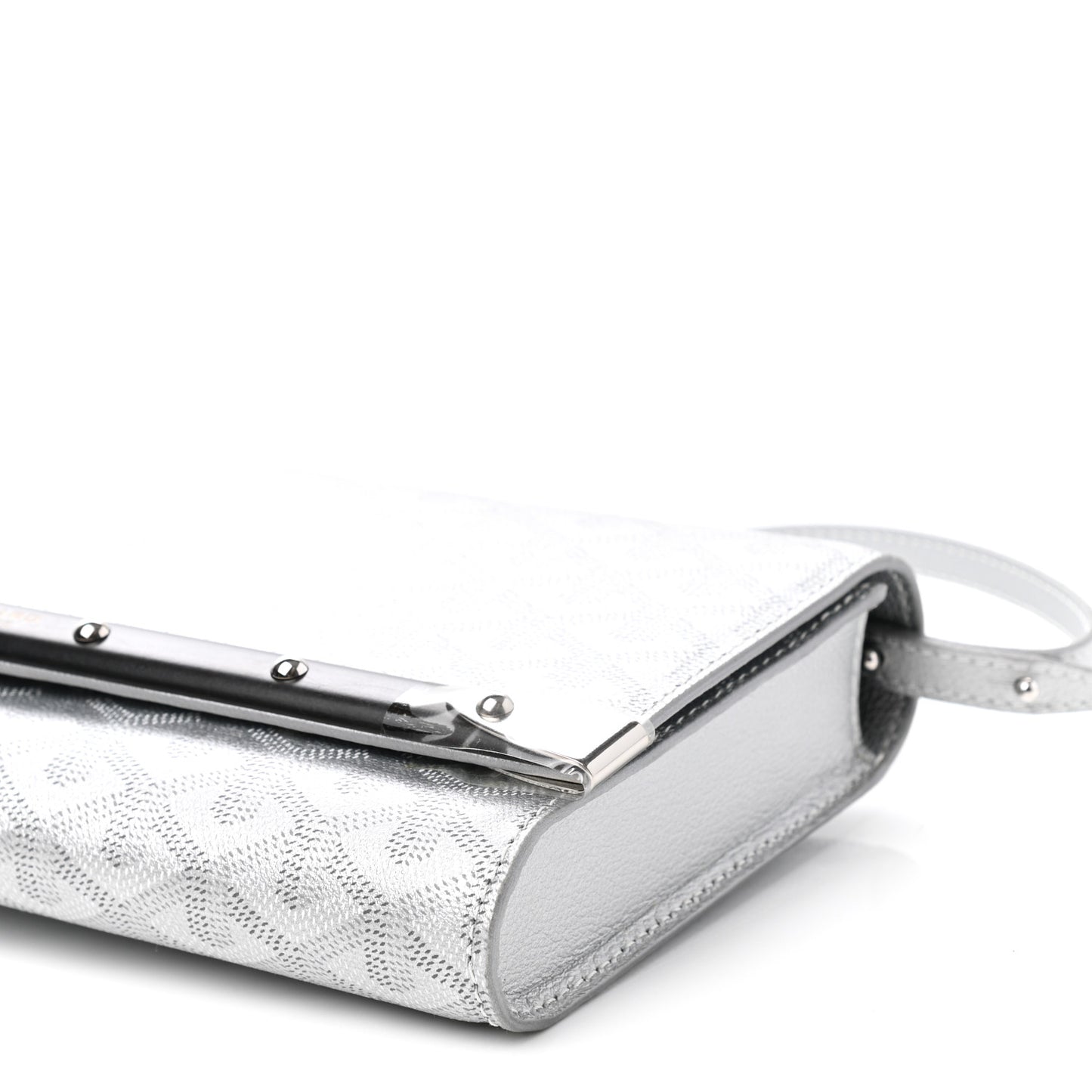 Goyardine Monte Carlo Bois Clutch With Strap Silver