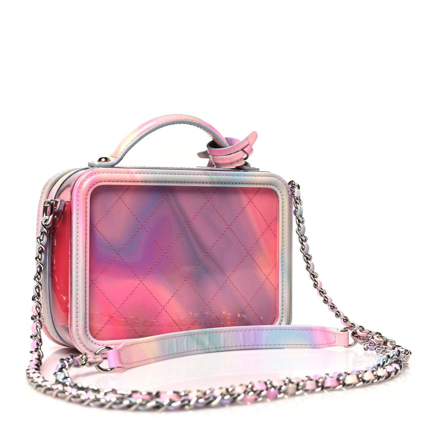 Chanel PVC Patent Calfskin Patent Lambskin Small CC Vanity Case Pink 3 of 11