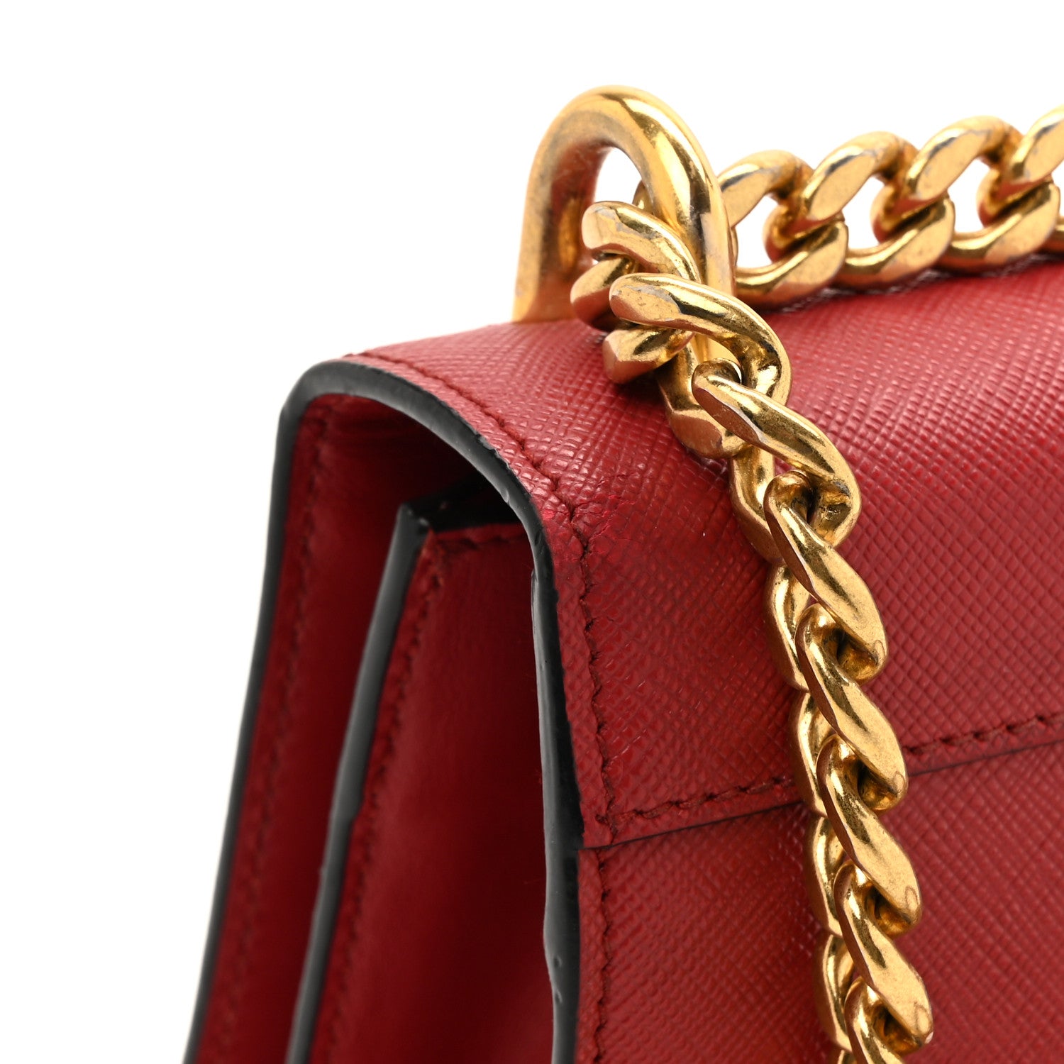 Prada Saffiano Chain Shoulder Bag Fuoco 13 of 13