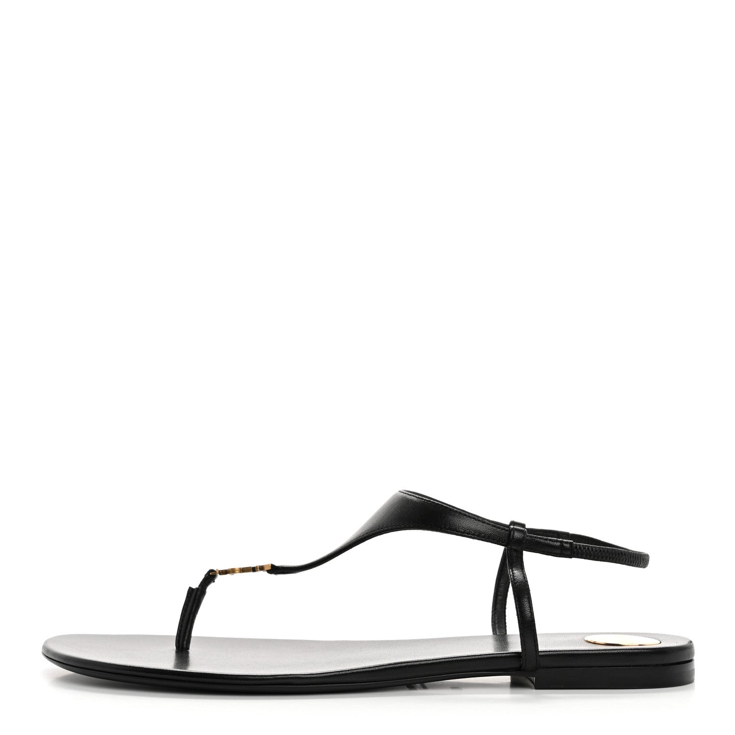 Saint Laurent Smooth Calfskin Cassandra Monogram Sandals 40 Black 1 of 9