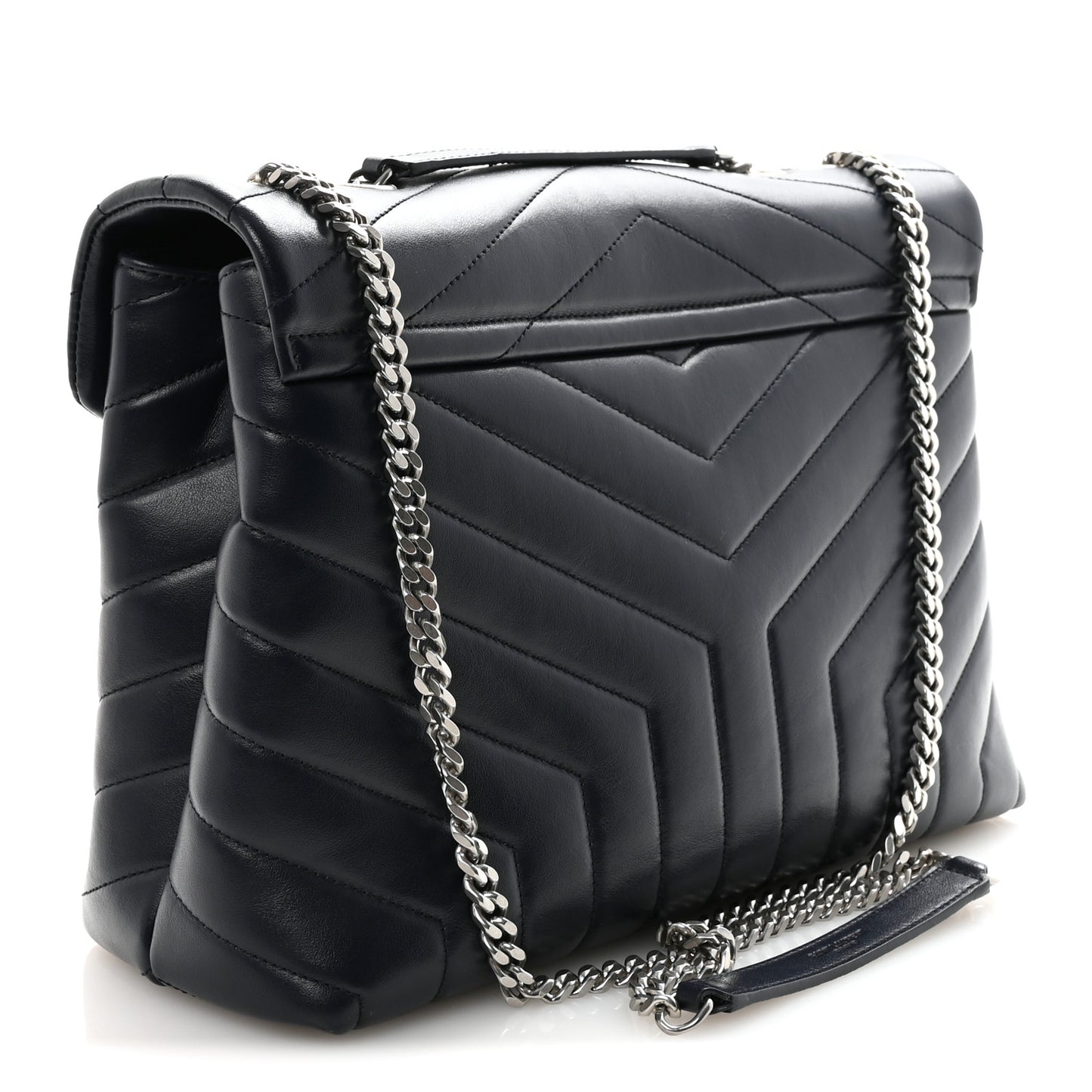 Calfskin Y Quilted Monogram Medium Loulou Chain Satchel Deep Marine