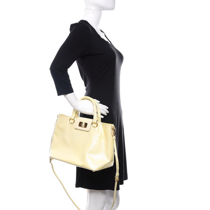 Prada Saffiano Vernice Turn Lock Shopping Tote White 2 of 13