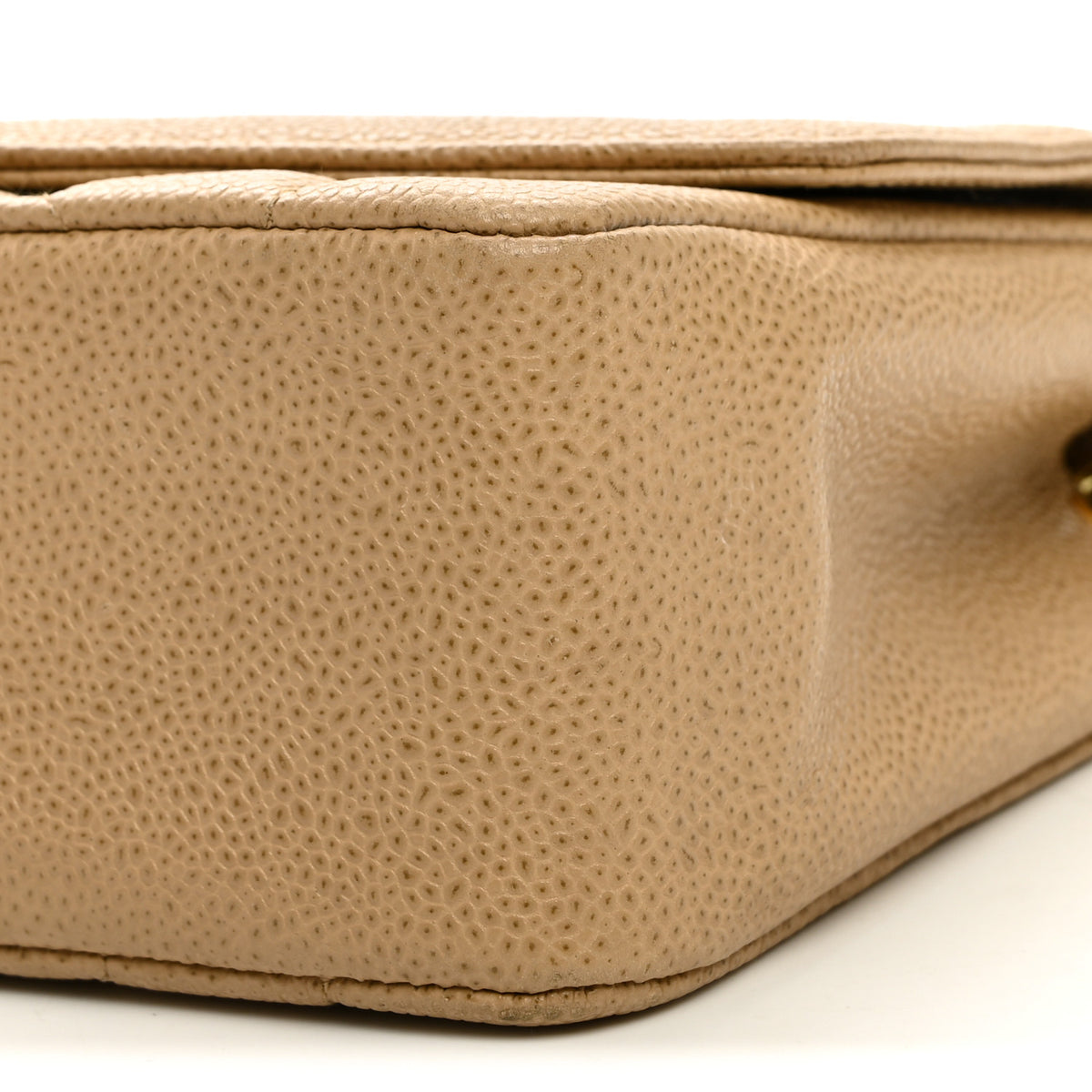Caviar Quilted Medium Single Flap Beige