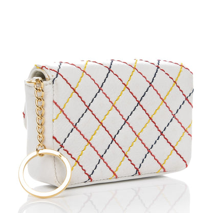 Chanel Calfskin Quilted Multicolor Stitch Key Holder Flap White 3 of 7