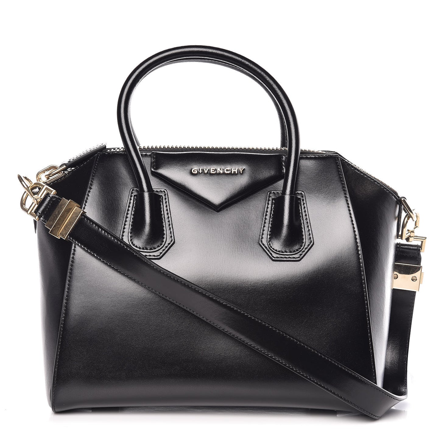 Shiny Lord Calfskin Small Antigona Black