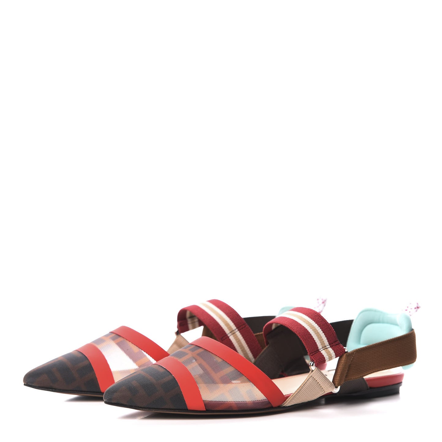 Technical Mesh FF Colibri Slingback Ballerina Flats 38 Tobacco Moro Cipria Papavero