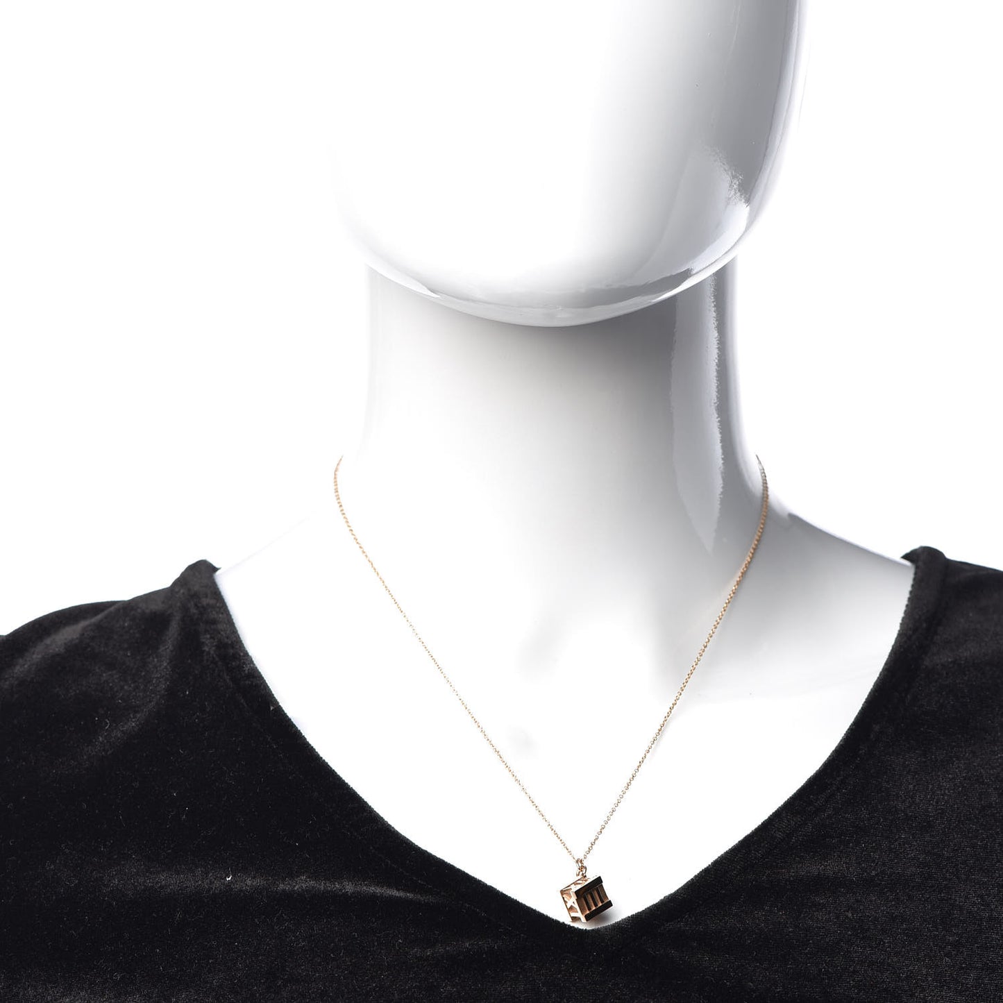 18K Rose Gold Atlas Cube Pendant Necklace