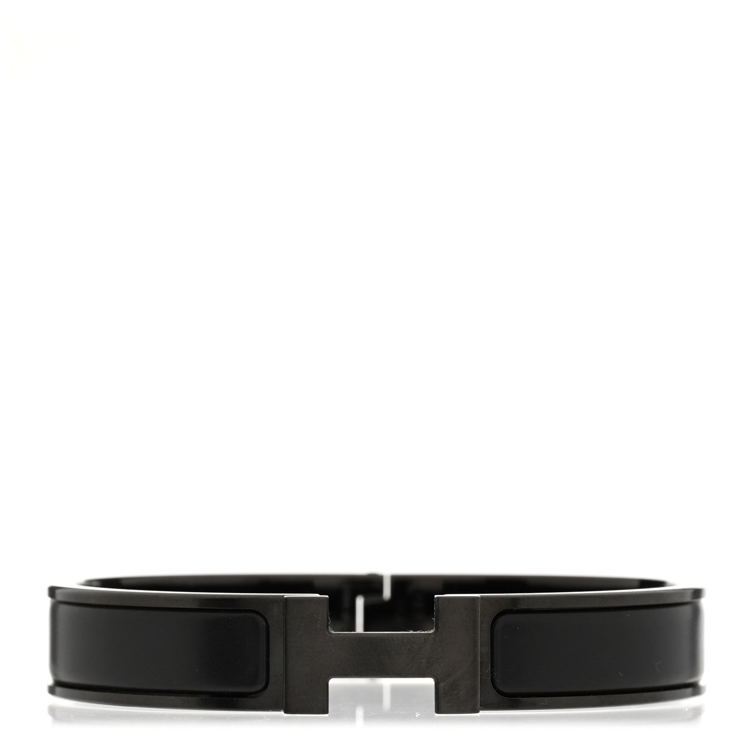Hermes Matte Enamel Narrow Clic Clac HH Bracelet T4 So Black 1 of 5