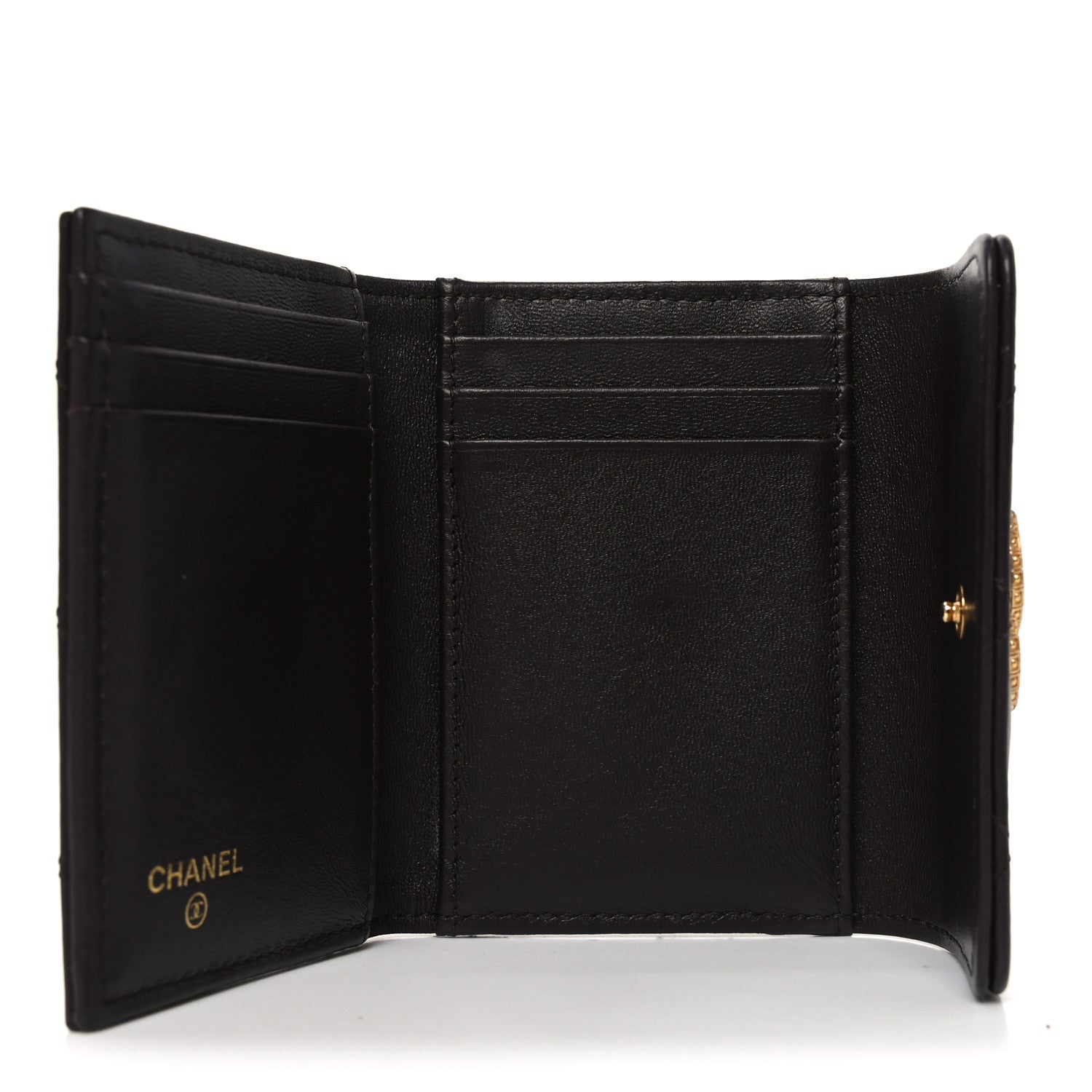 Chanel Lambskin Quilted Textured CC Compact Flap Card Holder Eggplant 5 of 8