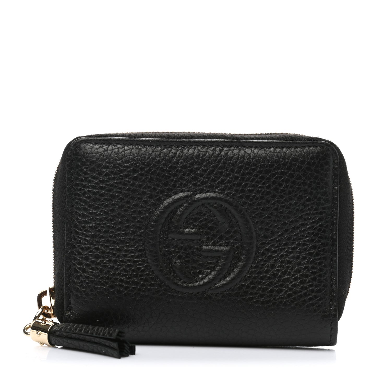 Pebbled Calfskin Small Soho Zip Around Wallet Black