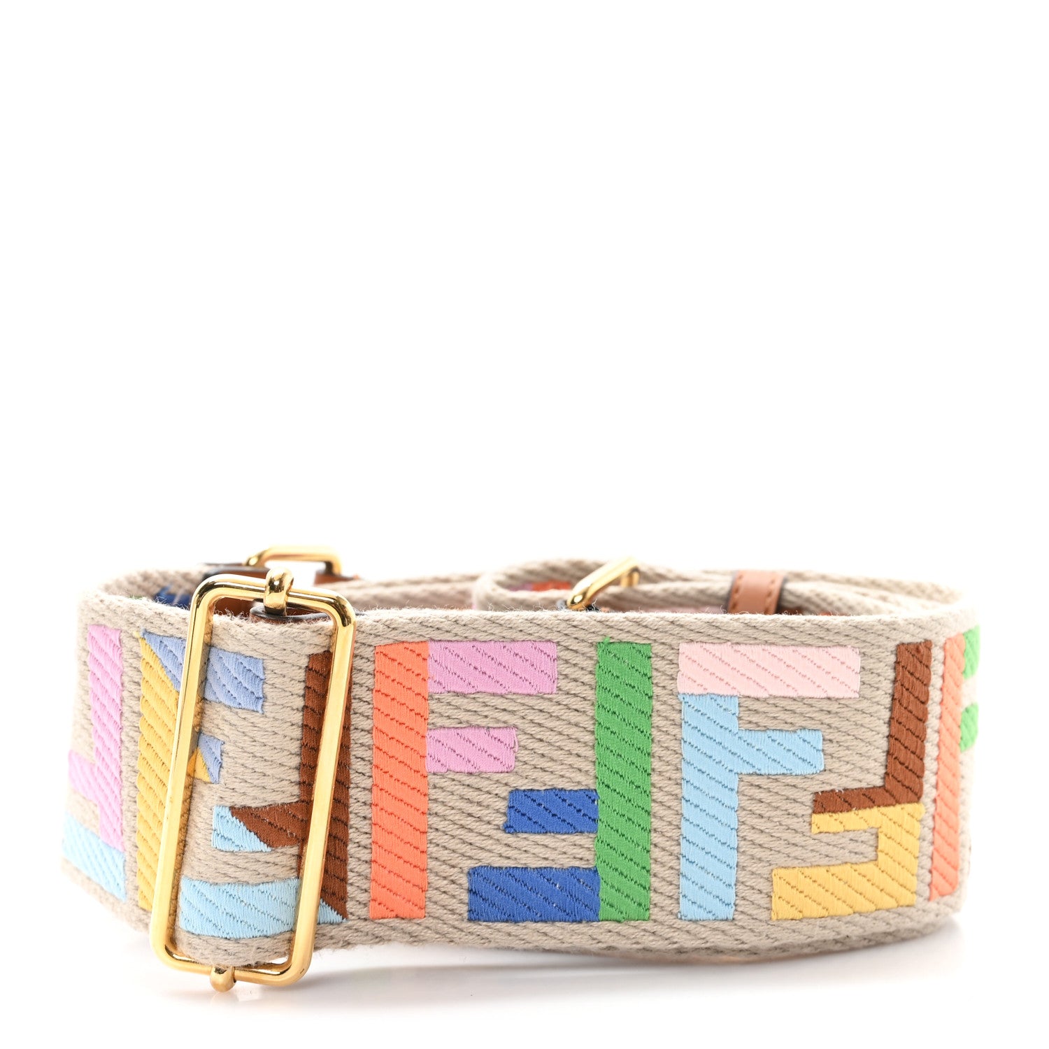 Fendi Canvas Calfskin FF 1974 Adjustable Strap You Multicolor Cuoio 2 of 3