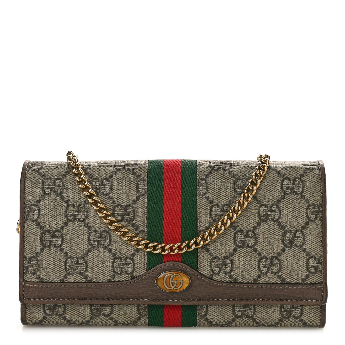 GG Supreme Monogram Web Ophidia Wallet On Chain Brown
