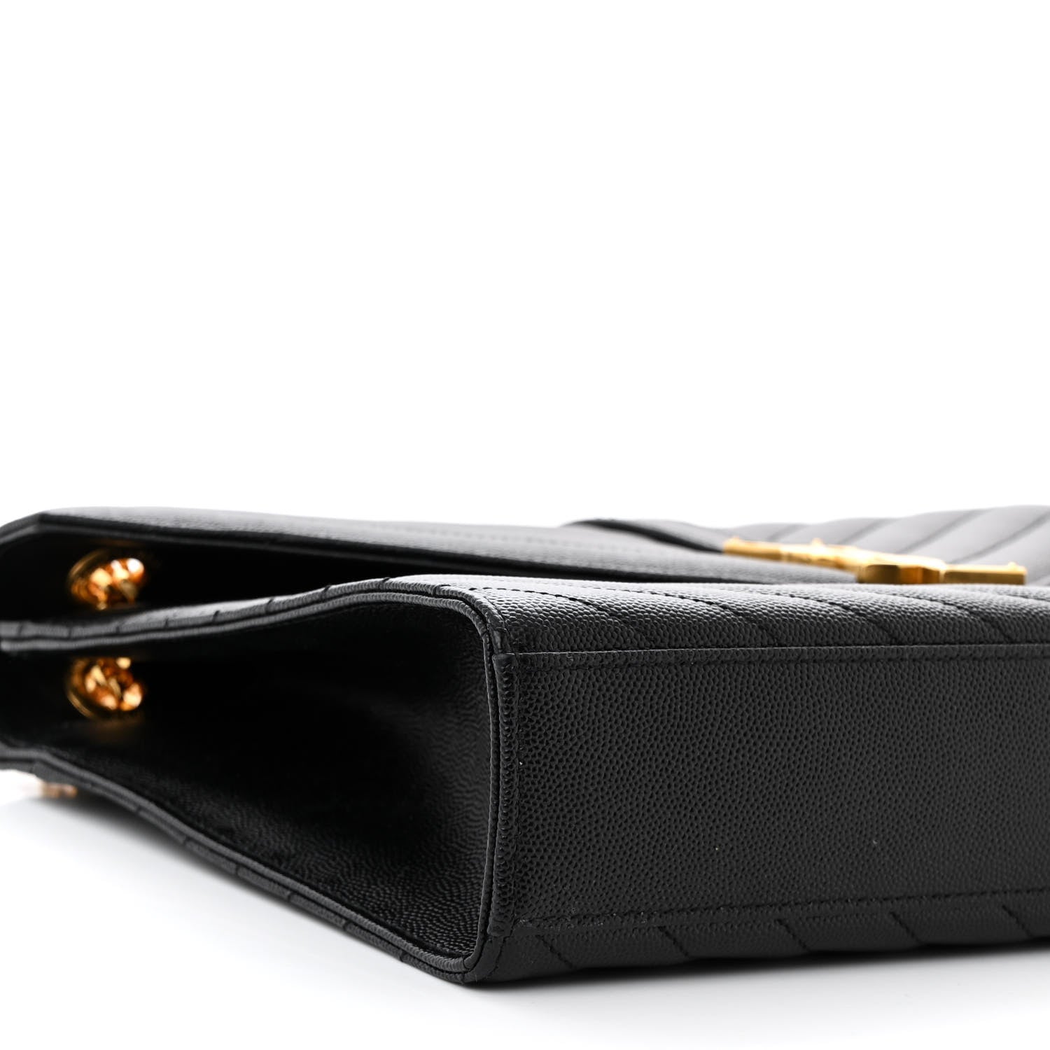 Saint Laurent Grain De Poudre Matelasse Chevron Large Monogram Satchel Black 8 of 10