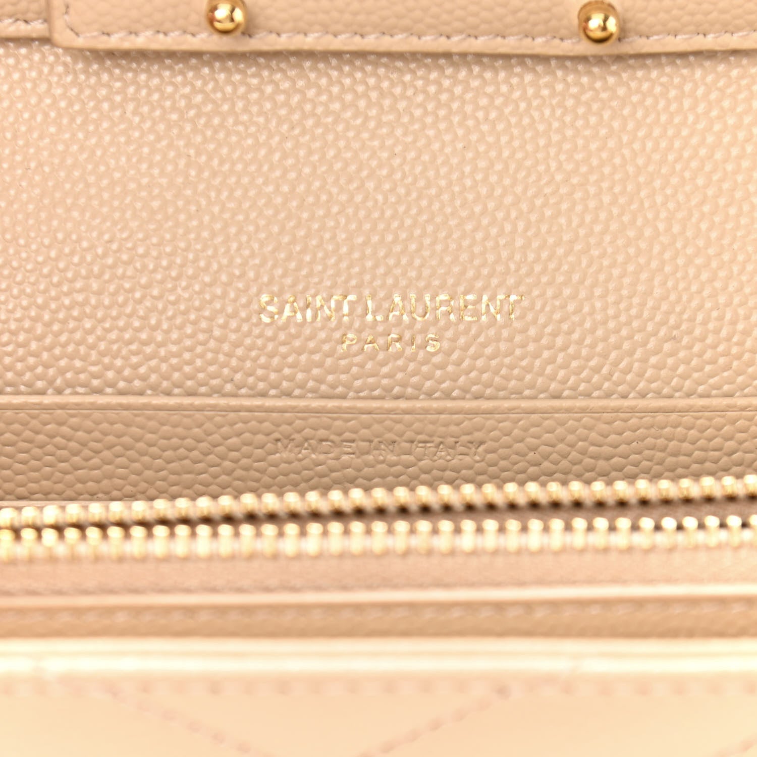 Saint Laurent Grain De Poudre Matelasse Chevron Monogram Chain Wallet Nude Powder 6 of 10