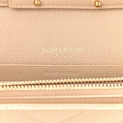 Saint Laurent Grain De Poudre Matelasse Chevron Monogram Chain Wallet Nude Powder 6 of 10
