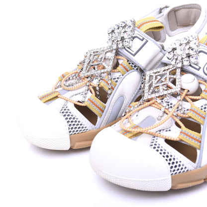 Gucci Mesh Fabric Tinsel Sport Sandals 37.5 White Silver 5 of 18