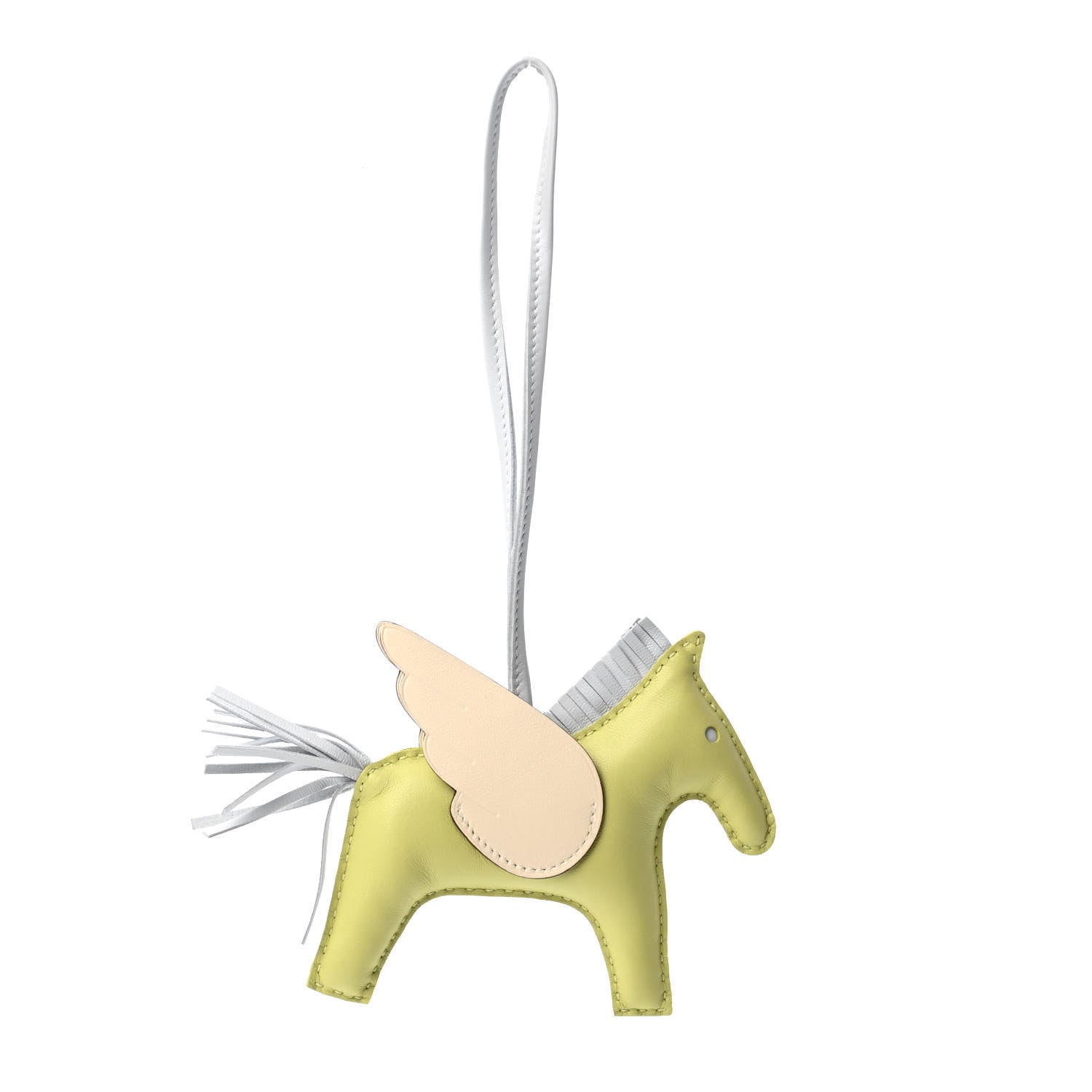 Hermes Milo Lambskin Grigri Rodeo Pegase Horse Bag Charm MM Jaune Bourgeon Bleu Brume Nata 1 of 4