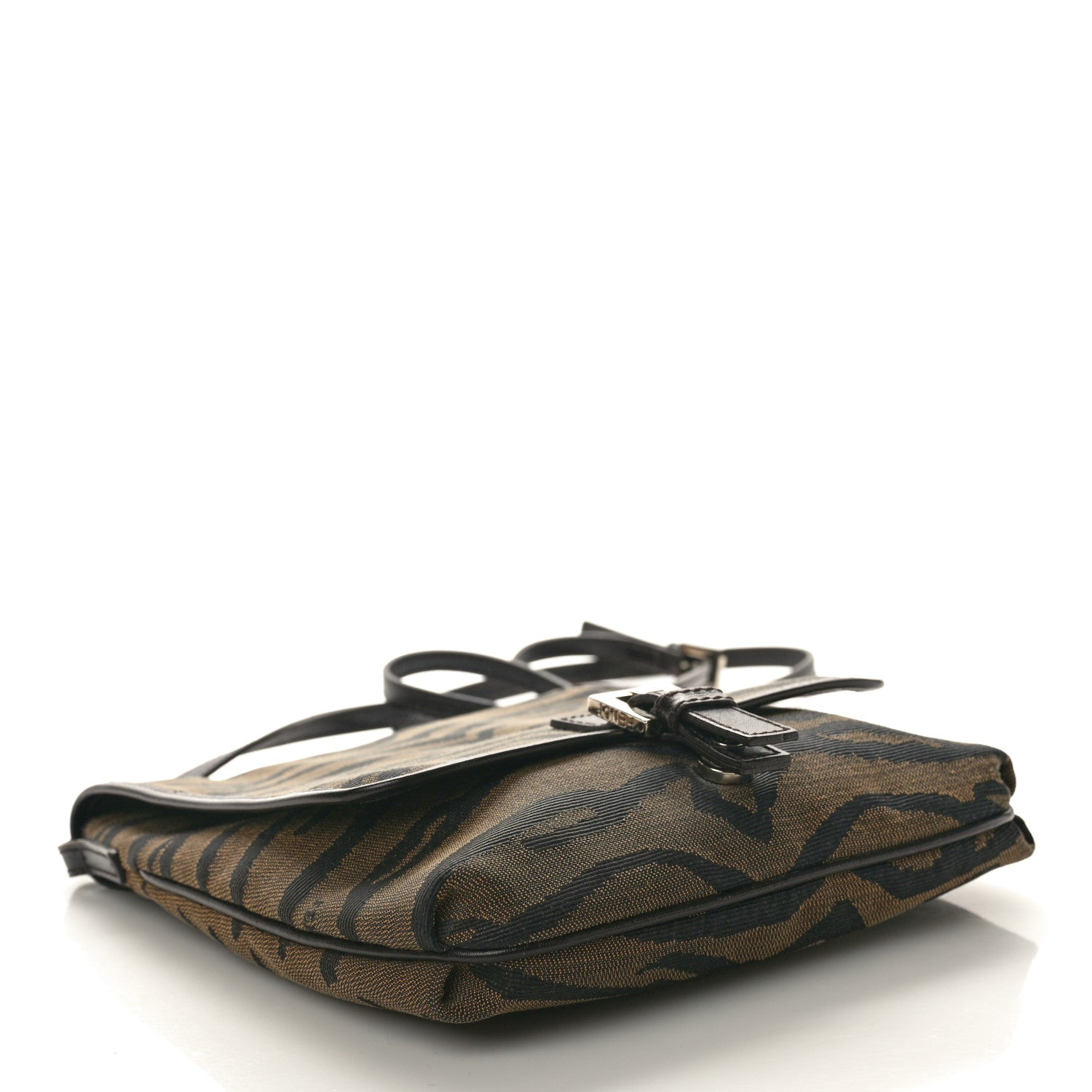Fendi Zucchino Vitello Zebra Baguette Crossbody Brown 4 of 9