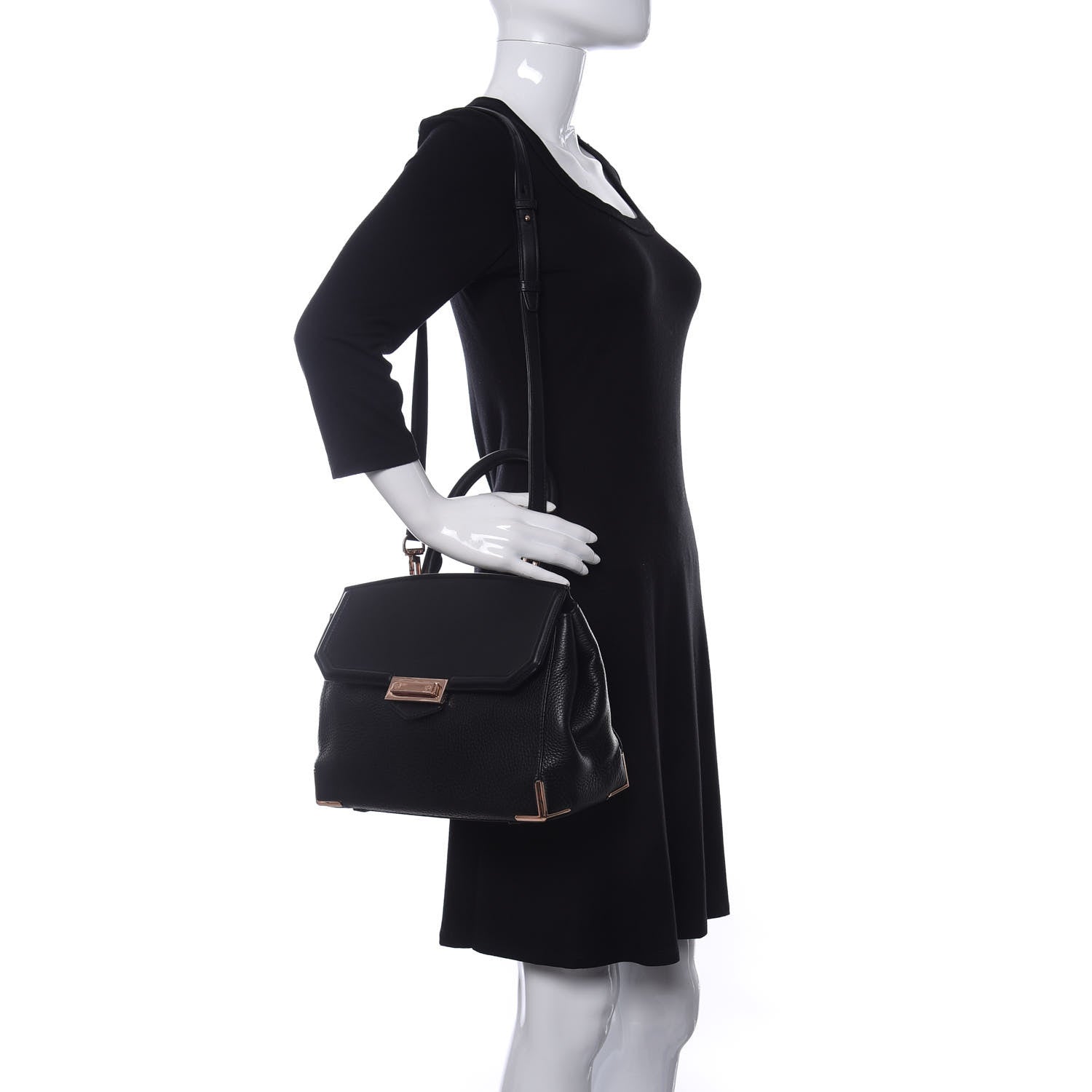 Alexander Wang Calfskin Large Marion Black Rose Gold Hardware 2 of 9