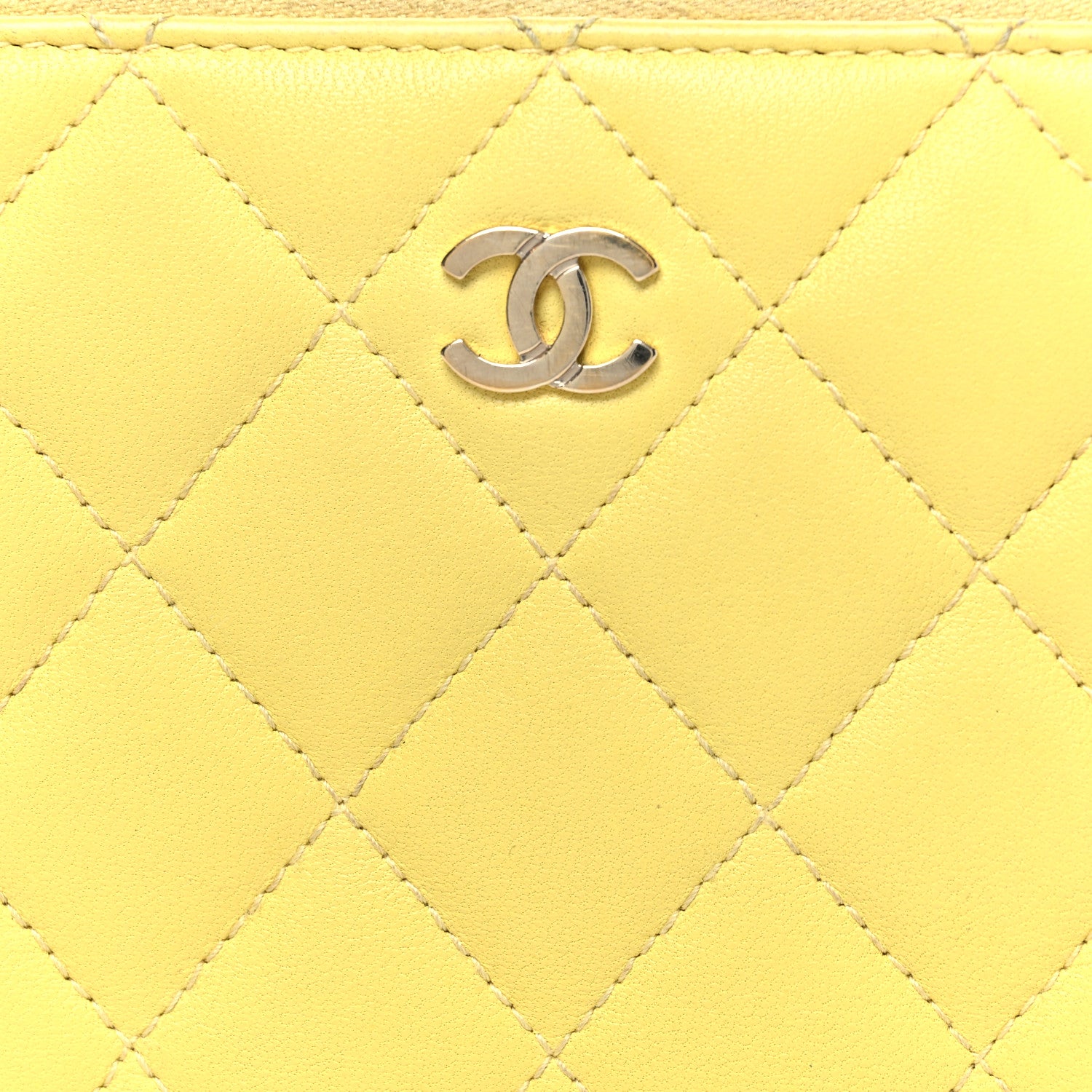 Chanel Lambskin Quilted Large Gusset Zip Around Wallet Yellow 9 of 12