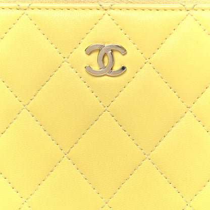 Chanel Lambskin Quilted Large Gusset Zip Around Wallet Yellow 9 of 12