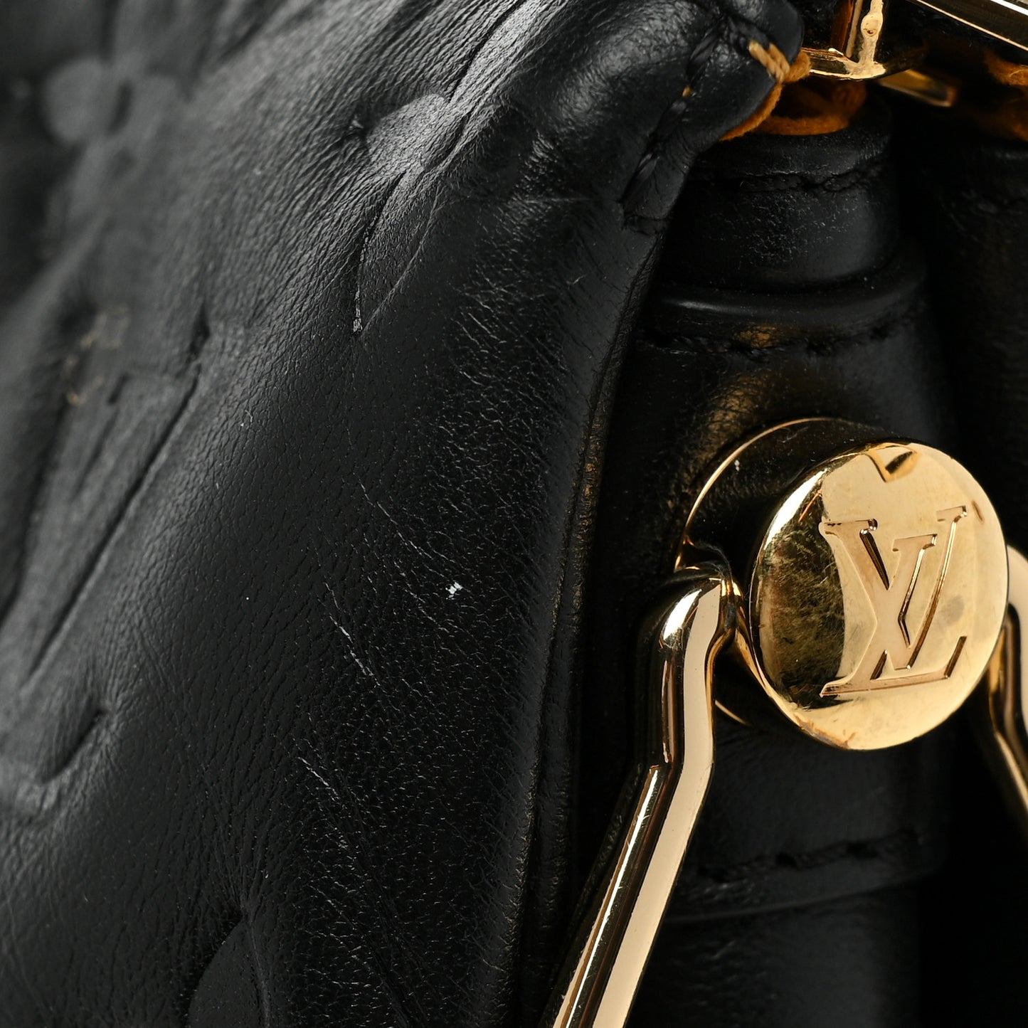 Lambskin Embossed Monogram Coussin MM Black