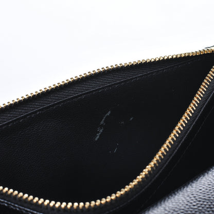 Saint Laurent Grain De Poudre Matelasse Chevron Monogram Envelope Chain Wallet Black 7 of 7