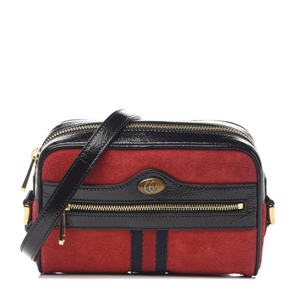 Gucci Suede Patent Web Mini Ophidia Shoulder Bag Red 1 of 10