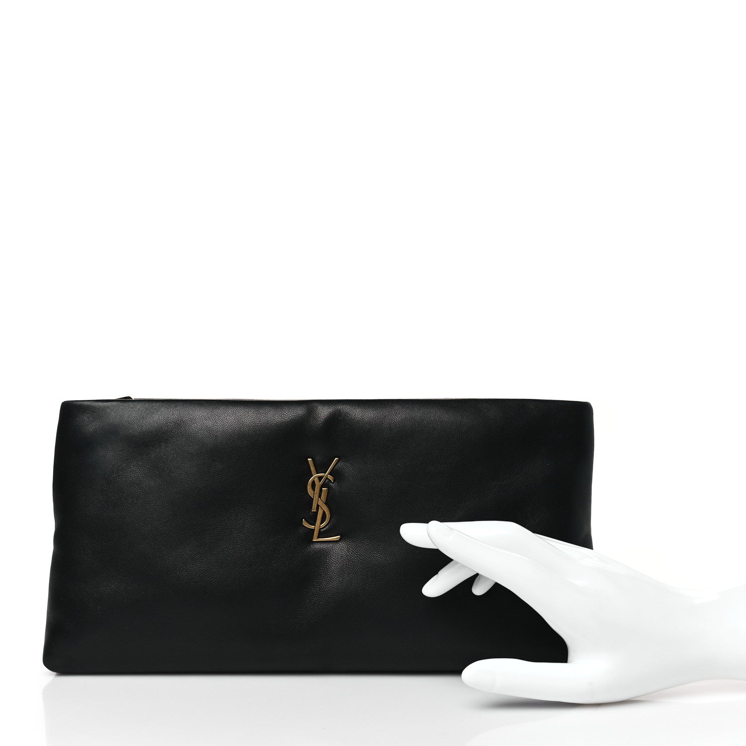 Saint Laurent Lambskin Long Calypso Pouch Black 2 of 10