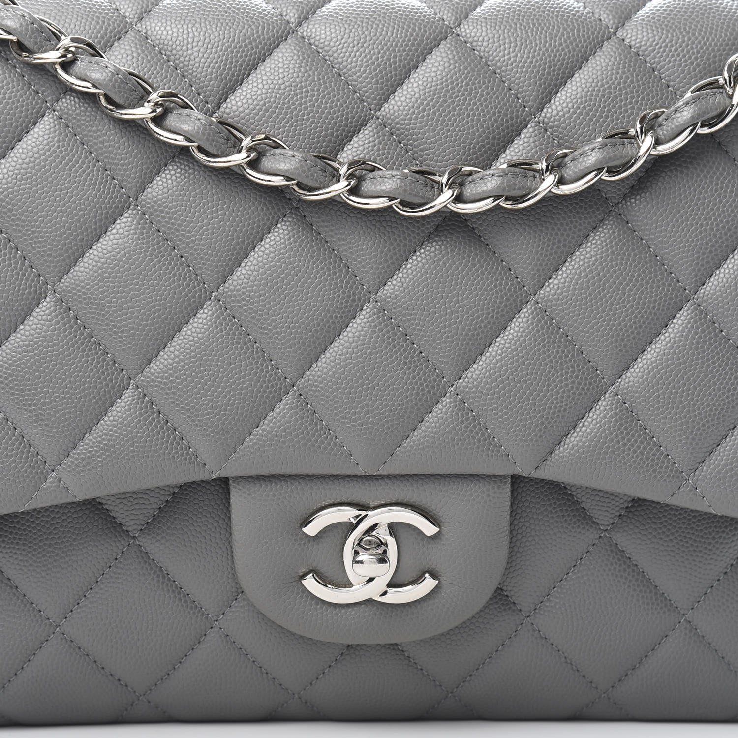 Chanel Caviar Quilted Jumbo Double Flap Grey 10 of 10