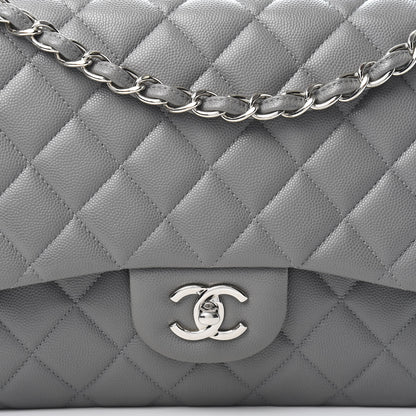 Chanel Caviar Quilted Jumbo Double Flap Grey 10 of 10