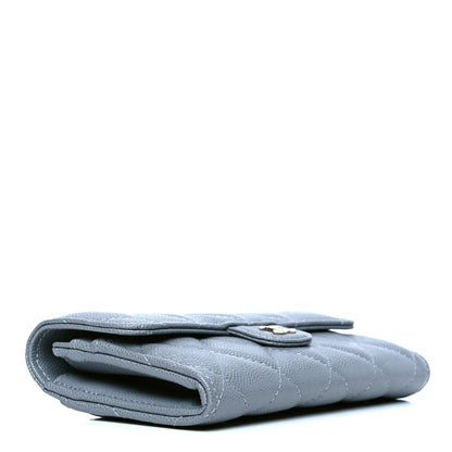 Chanel Caviar Quilted Large Flap Gusset Wallet Grey 3 of 4