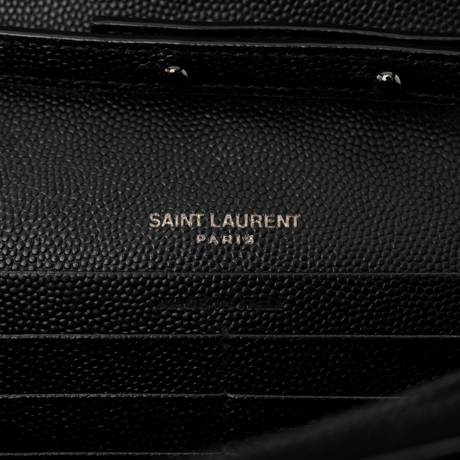 Saint Laurent Grain De Poudre Matelasse Chevron Monogram Monochrome Chain Wallet Black 7 of 11