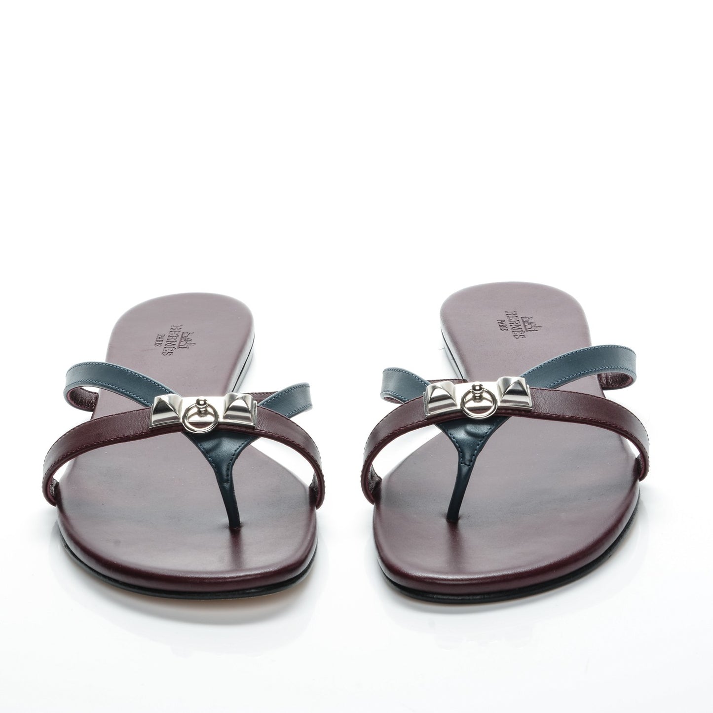 Nappa Calfskin Corfou Sandals 39 Bleu Ardoise Bordeaux