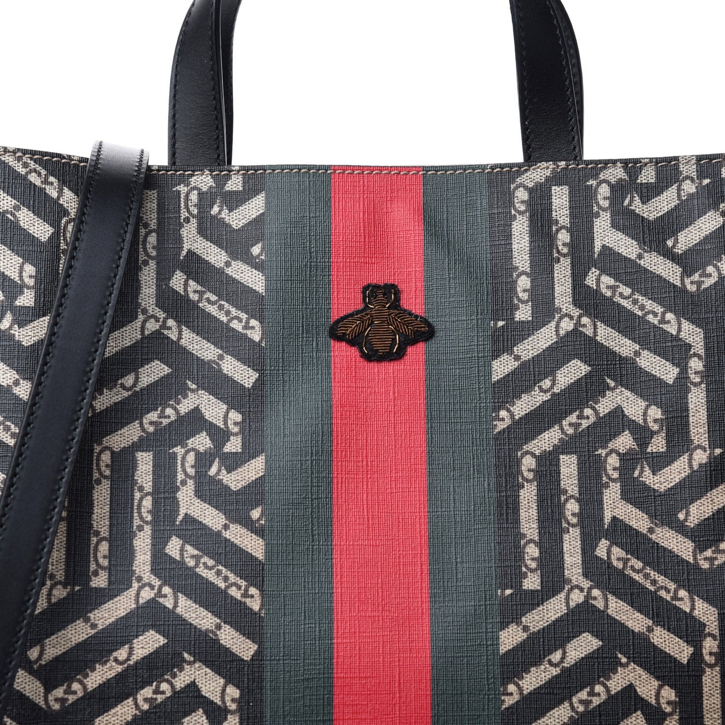GG Supreme Monogram Caleido Web Vertical Tote Black