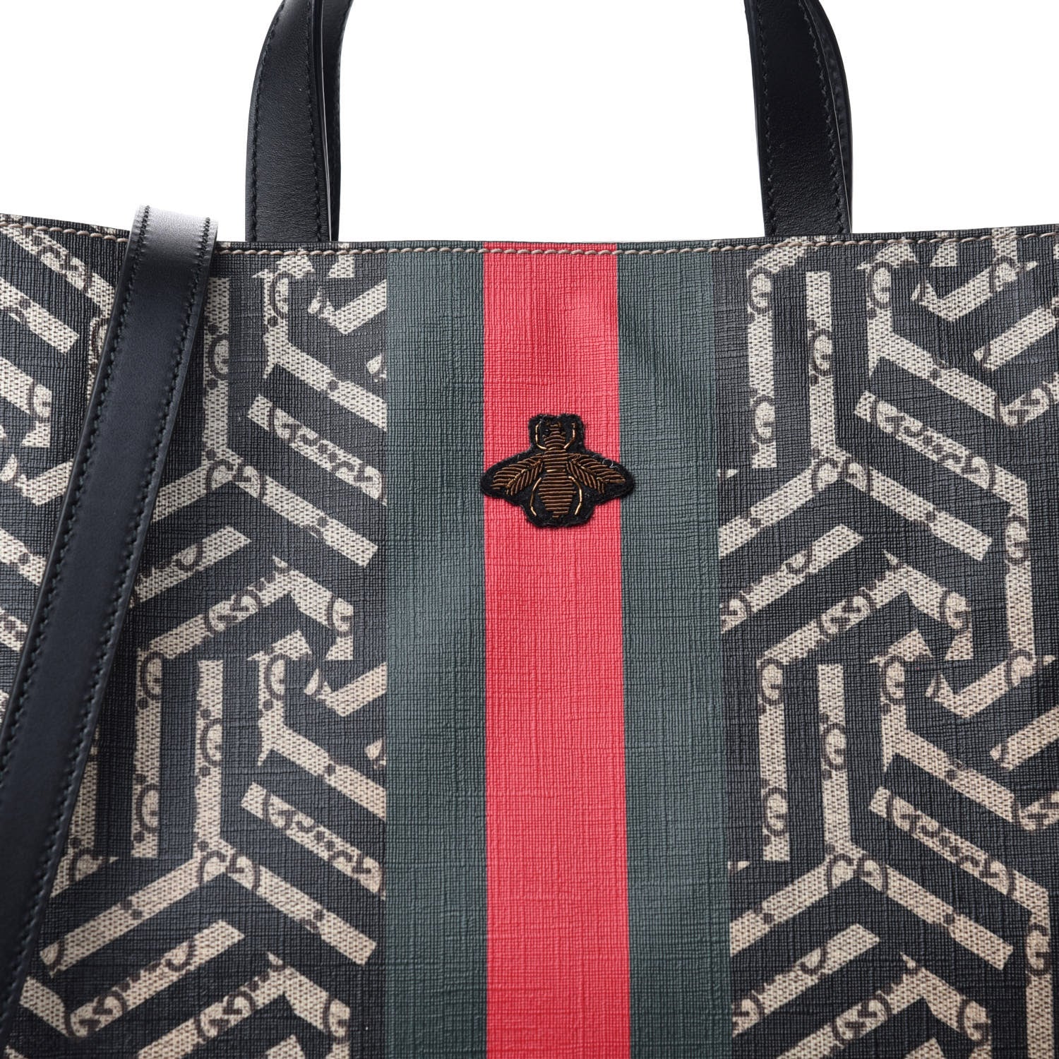 Gucci GG Supreme Monogram Caleido Web Vertical Tote Black 10 of 10
